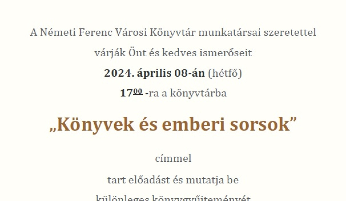 Könyvek és emberi sorsok